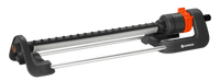 Side view of a Gardena oscillating sprinkler with adjustable settings., miniatuur 1