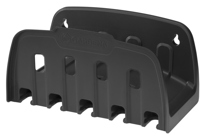 Front view of a Gardena hose holder with multiple slots for organizing hoses., afbeelding 3 Vijverslang