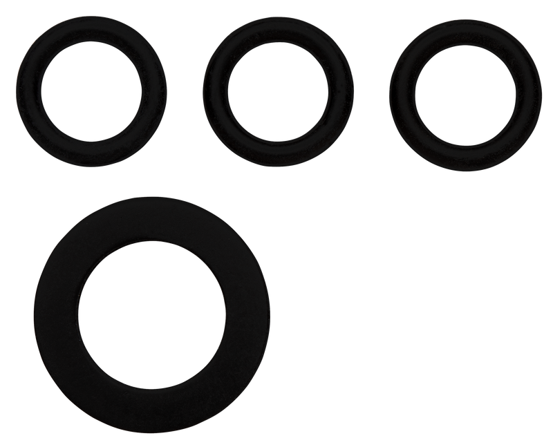 Top view of four black rubber washers of varying sizes., afbeelding 3 Tuinaccessoire