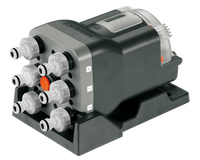 Front view of a Gardena automatic water distributor with multiple hose connections., miniatuur 4