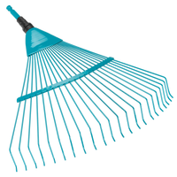 Top view of a garden rake with a wide head and multiple tines., miniatuur 1