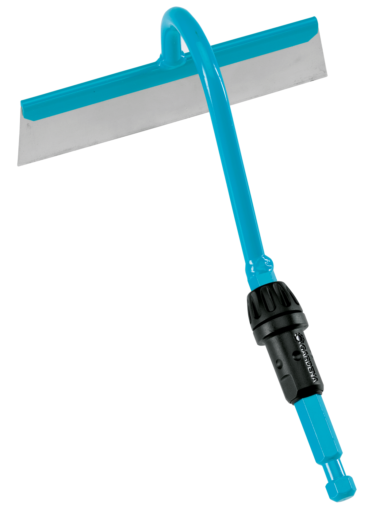 Front view of a Gardena garden hoe with ergonomic handle.