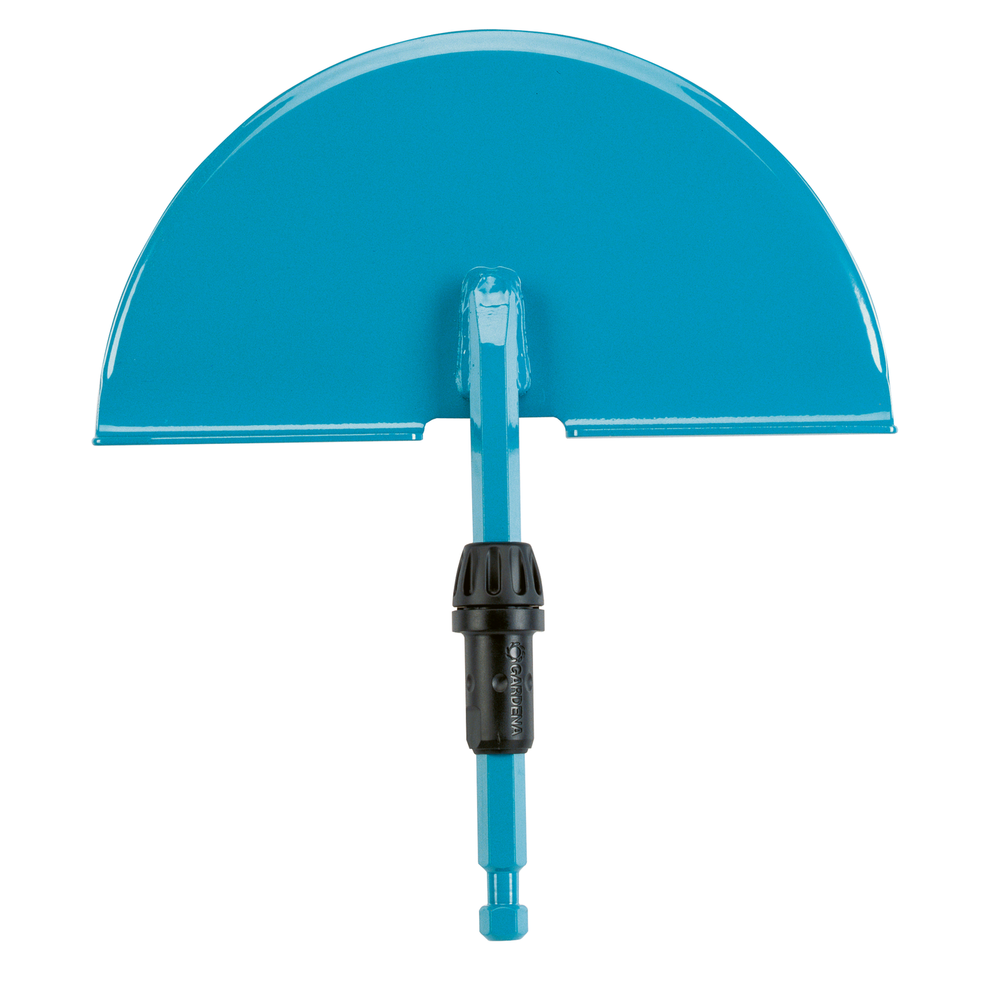 Front view of a Gardena garden tool accessory with a connector.