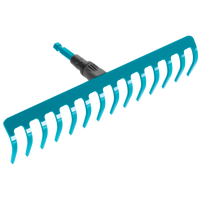 Front view of a garden rake with sturdy metal tines., miniatuur 1