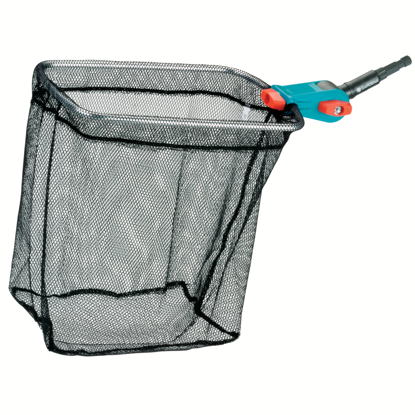 Front view of a garden mesh net with a handle attachment.