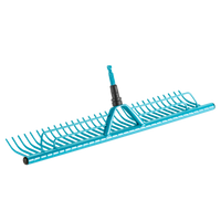 Front view of a Gardena garden rake with a sturdy handle and wide head., miniatuur 1