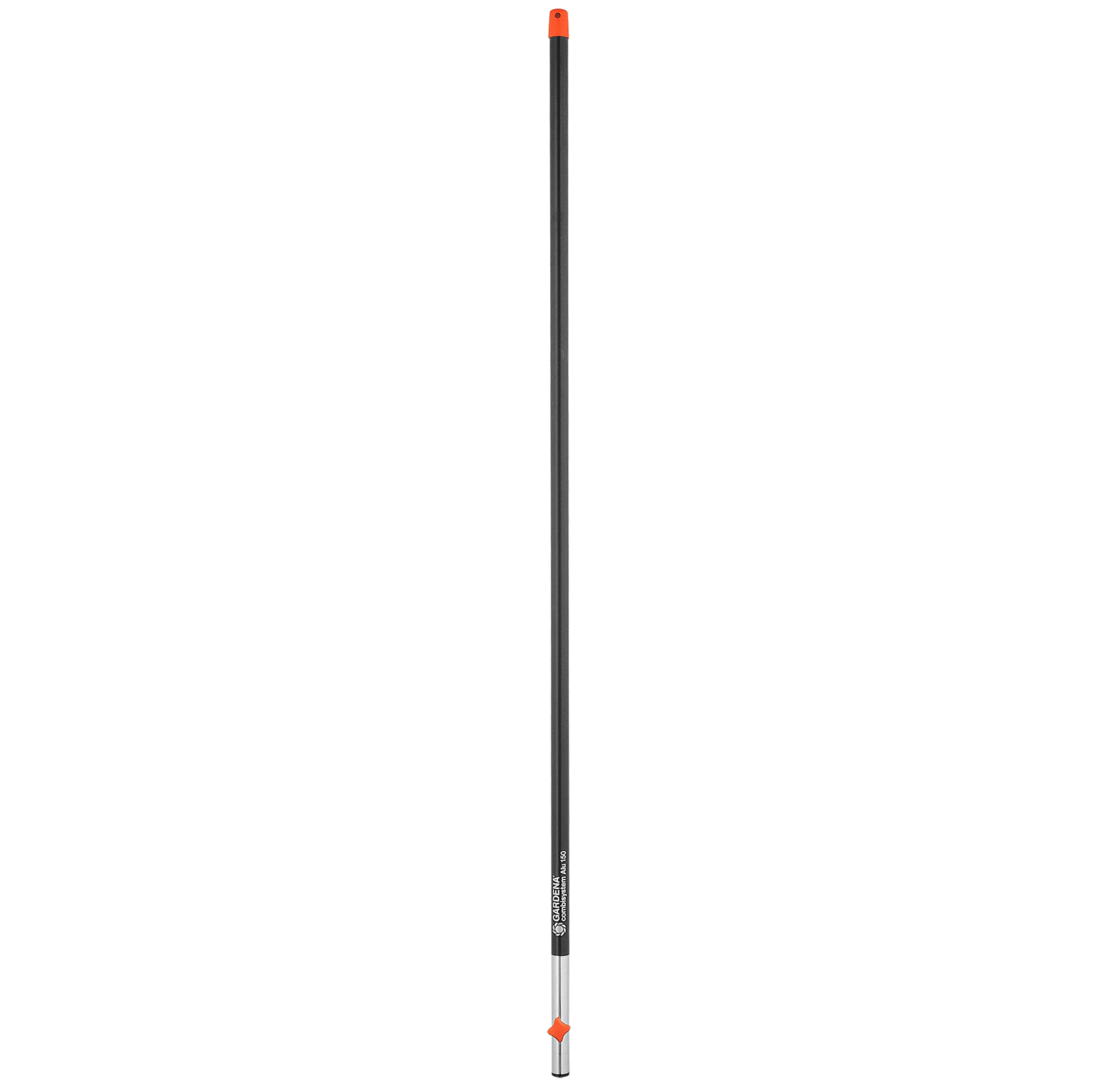 Front view of a Gardena garden tool handle, designed for attachment to various gardening tools.