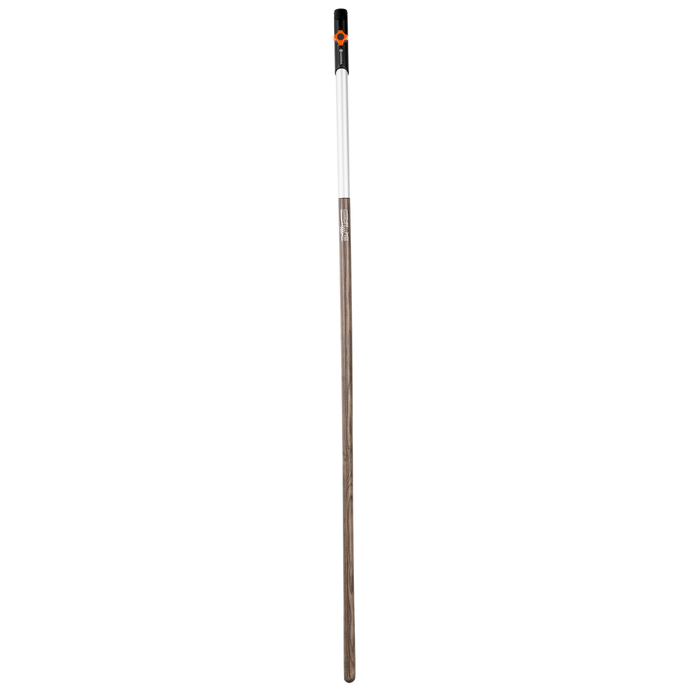 Front view of a Gardena telescopic handle for gardening tools.