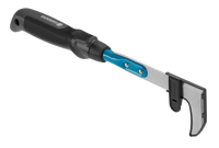 Side view of a Gardena hand tool with ergonomic handle and hook attachment., miniatuur 1