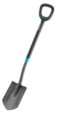 Front view of a Gardena garden shovel with ergonomic handle., miniatuur 1