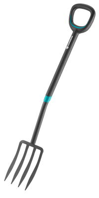 Front view of a Gardena garden fork with ergonomic handle., miniatuur 1