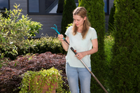 A person holding a garden tool in a lush garden setting., miniatuur 2