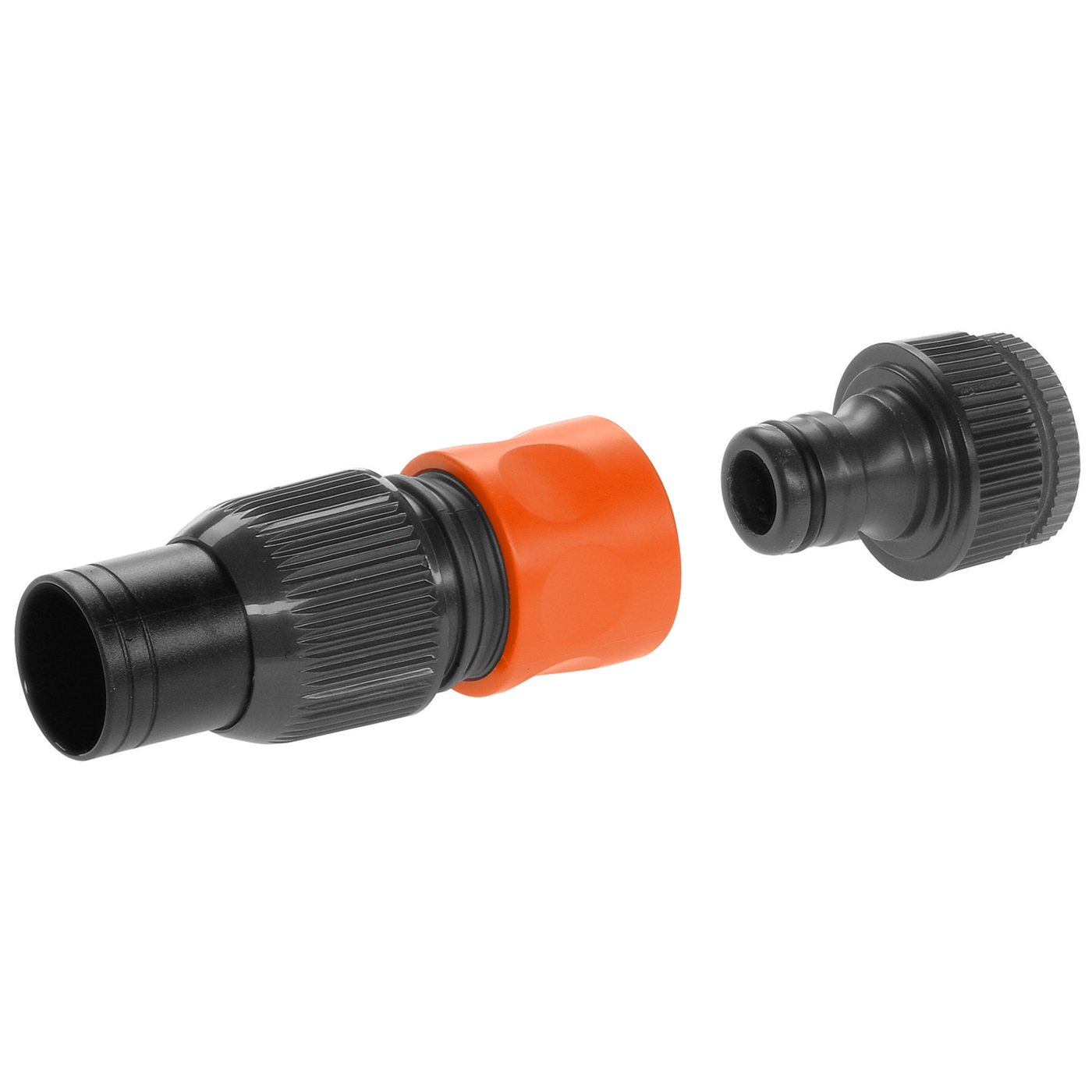 Gardena hose connector set with two pieces, designed for easy attachment and detachment.