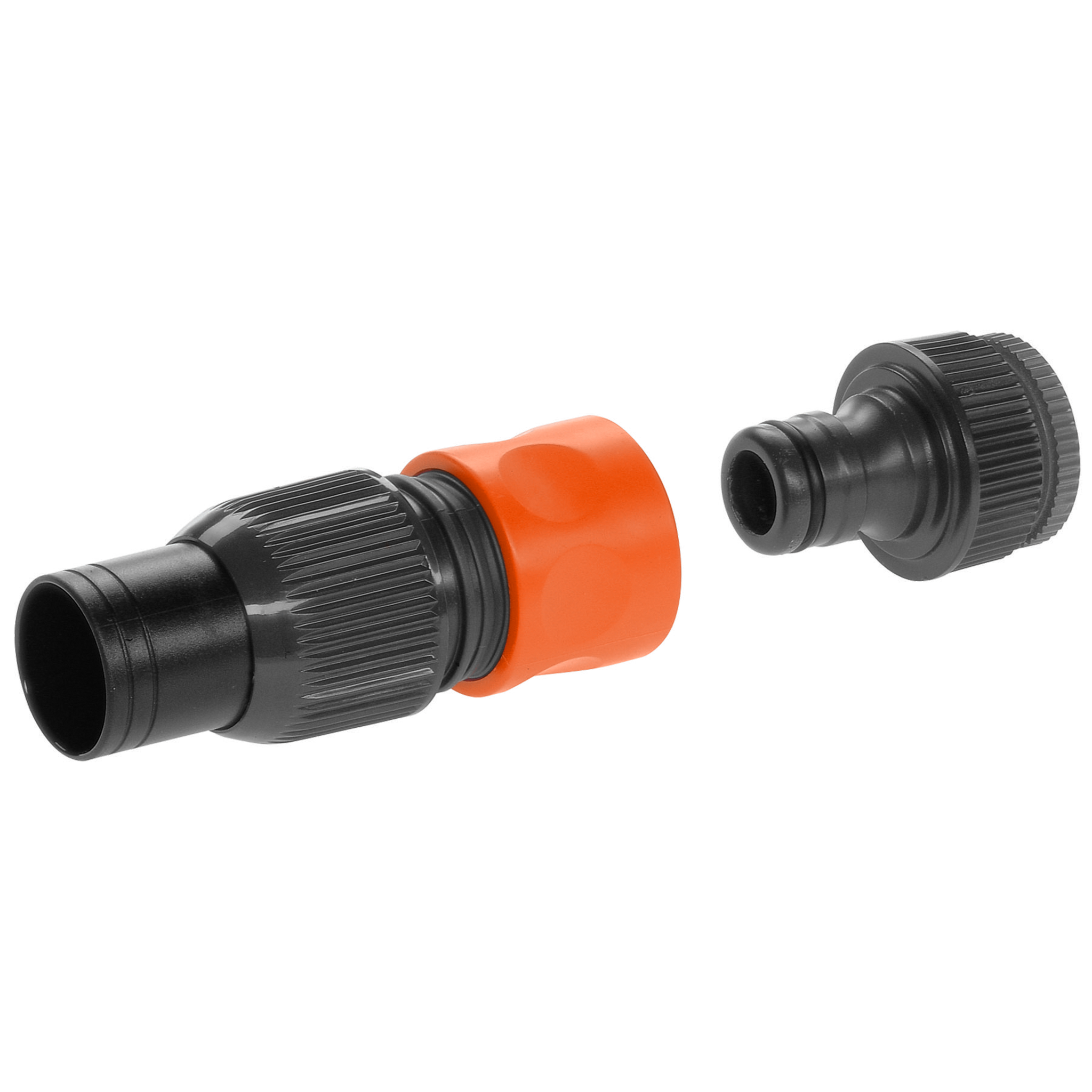 Gardena hose connector set with two pieces, designed for easy attachment and detachment.