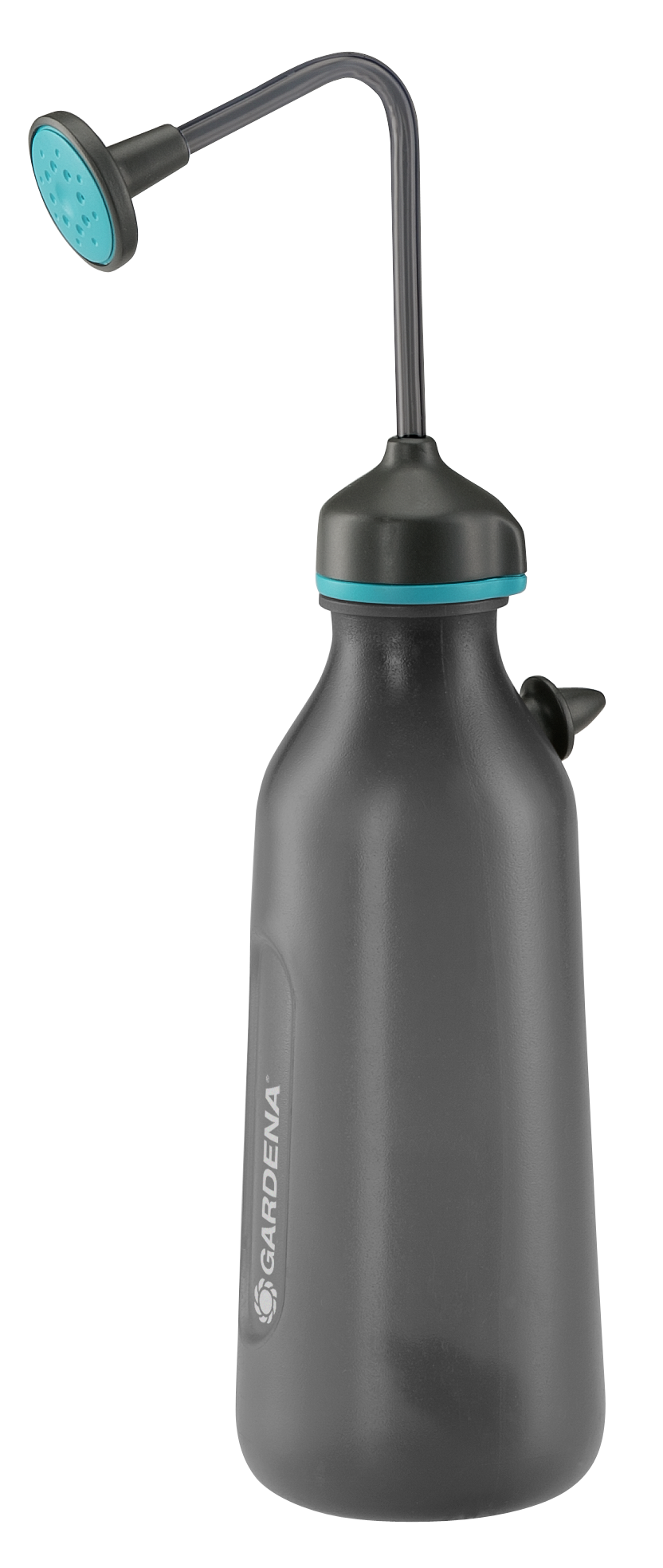 Gardena watering bottle with a long spout and Gardena branding.