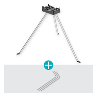 Studio image of a tripod stand with metal legs and additional metal rods., miniatuur 5