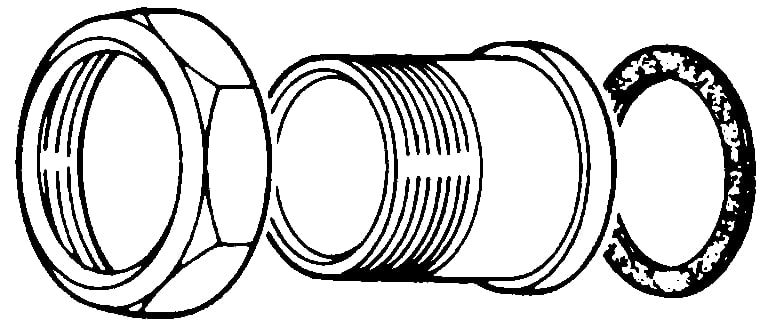Koppeling watermeter 1 inch buitendraad x 1 1/4 inch binnendraad, afbeelding 2 PVC Hulpstuk