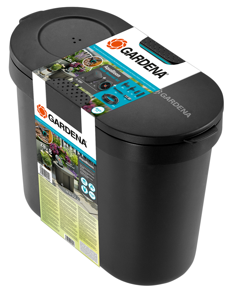 Top view of a Gardena garden accessory with detailed packaging information., afbeelding 3 Tuingereedschap