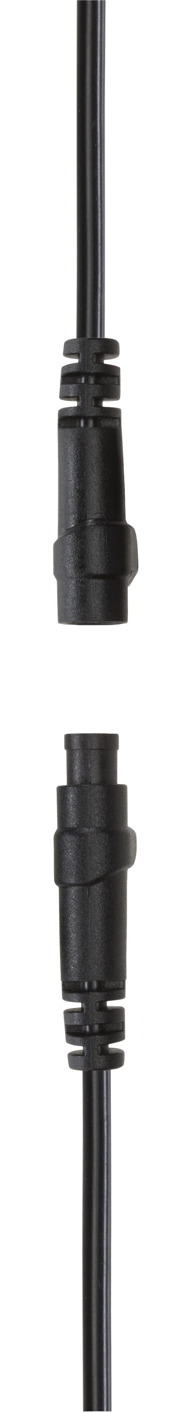 Close-up view of two electrical connectors with cables.