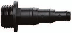 PP slangpilaar 1" buitendraad x 25/20/13mm, detailaanzicht Slangkoppeling
