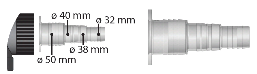 Slangtule flens 63mm x tule 32/38/40/50