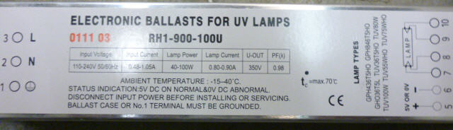 Electronische ballast UV40
