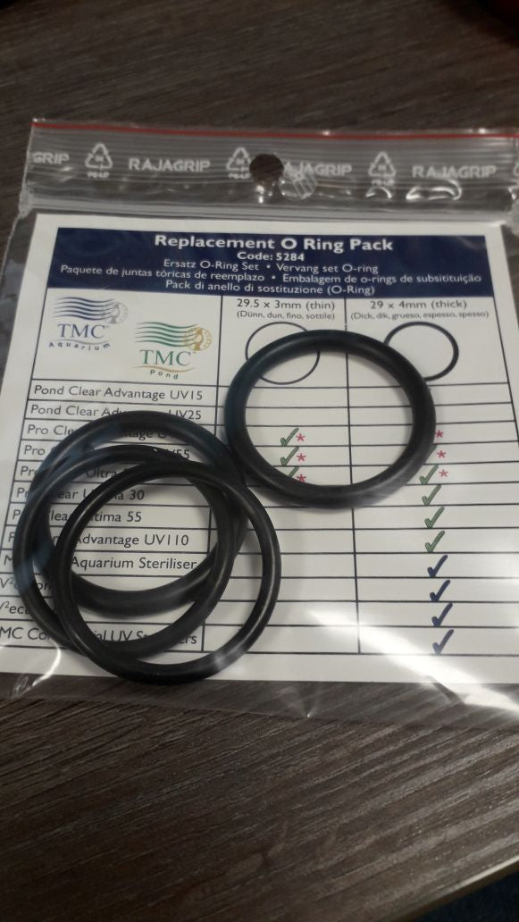 TMC O-ring set kwartsglas 15/25/30/55/110 watt