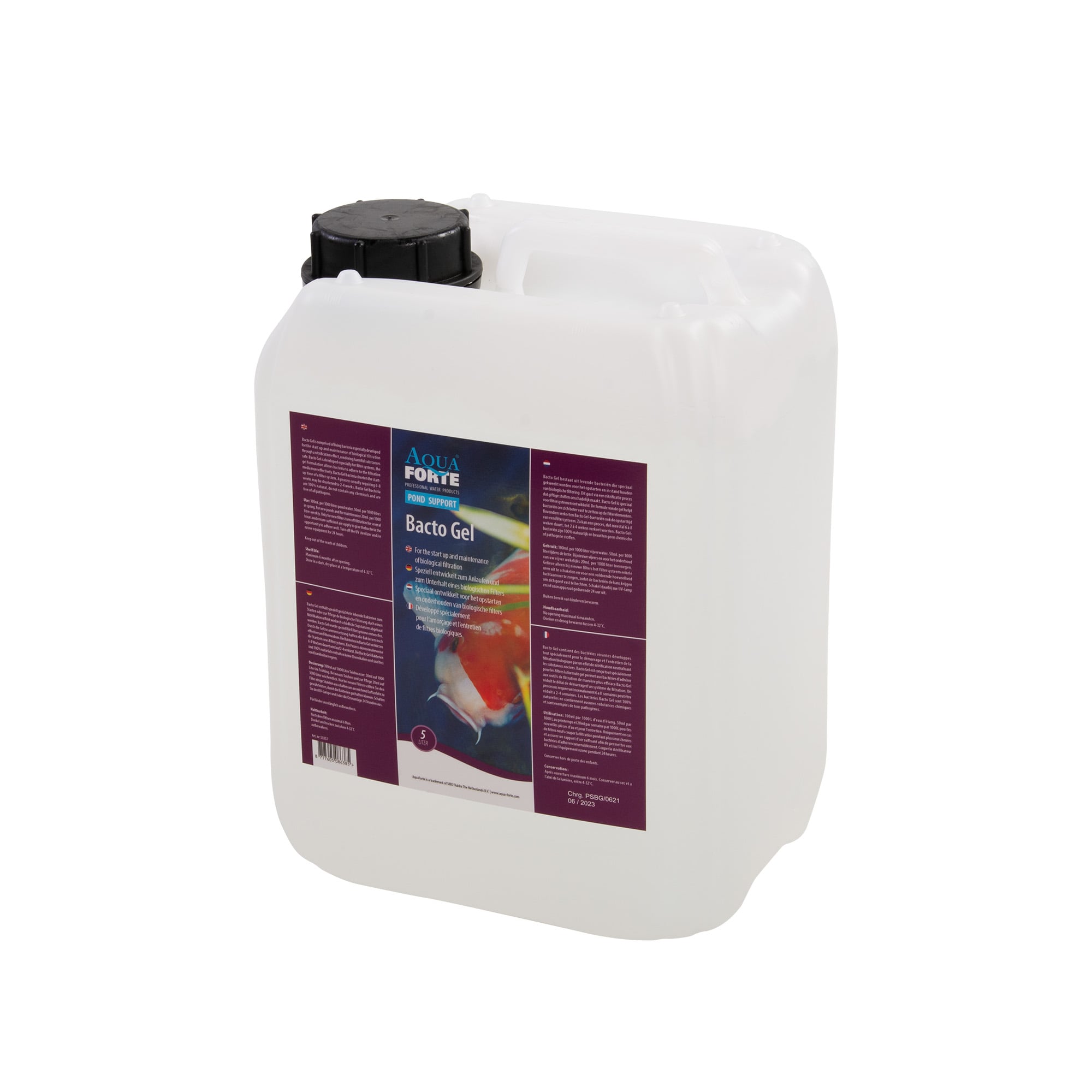 AquaForte Bacto Gel 5 liter verpakking met doseerinformatie