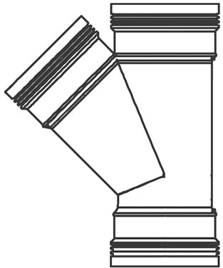PP T-stuk 45° 50mm manchet — detailaanzicht PVC Hulpstuk