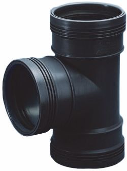 PP T-stuk 88,5° 110mm manchet, detailaanzicht PVC Hulpstuk