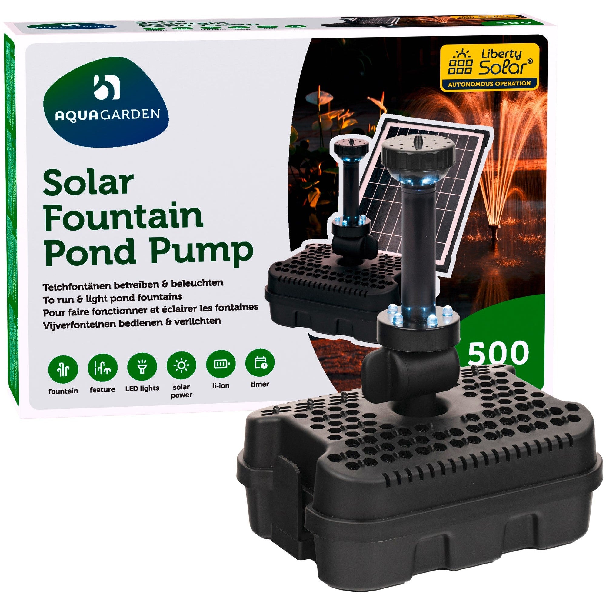 Blagdon Aquagarden Zonnepomp met Batterij en LED (500 l/u)