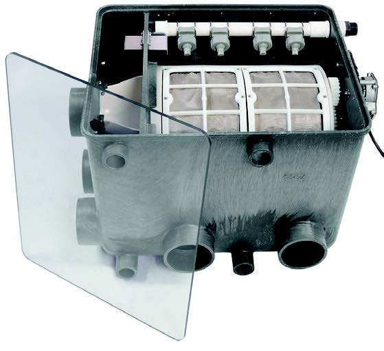 Transparante deksel trommelfilter AFT-1, detailaanzicht Trommelfilter