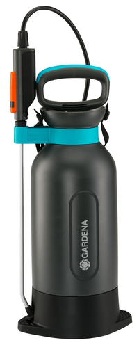 Front view of a Gardena garden sprayer with a handle and nozzle., miniatuur 2