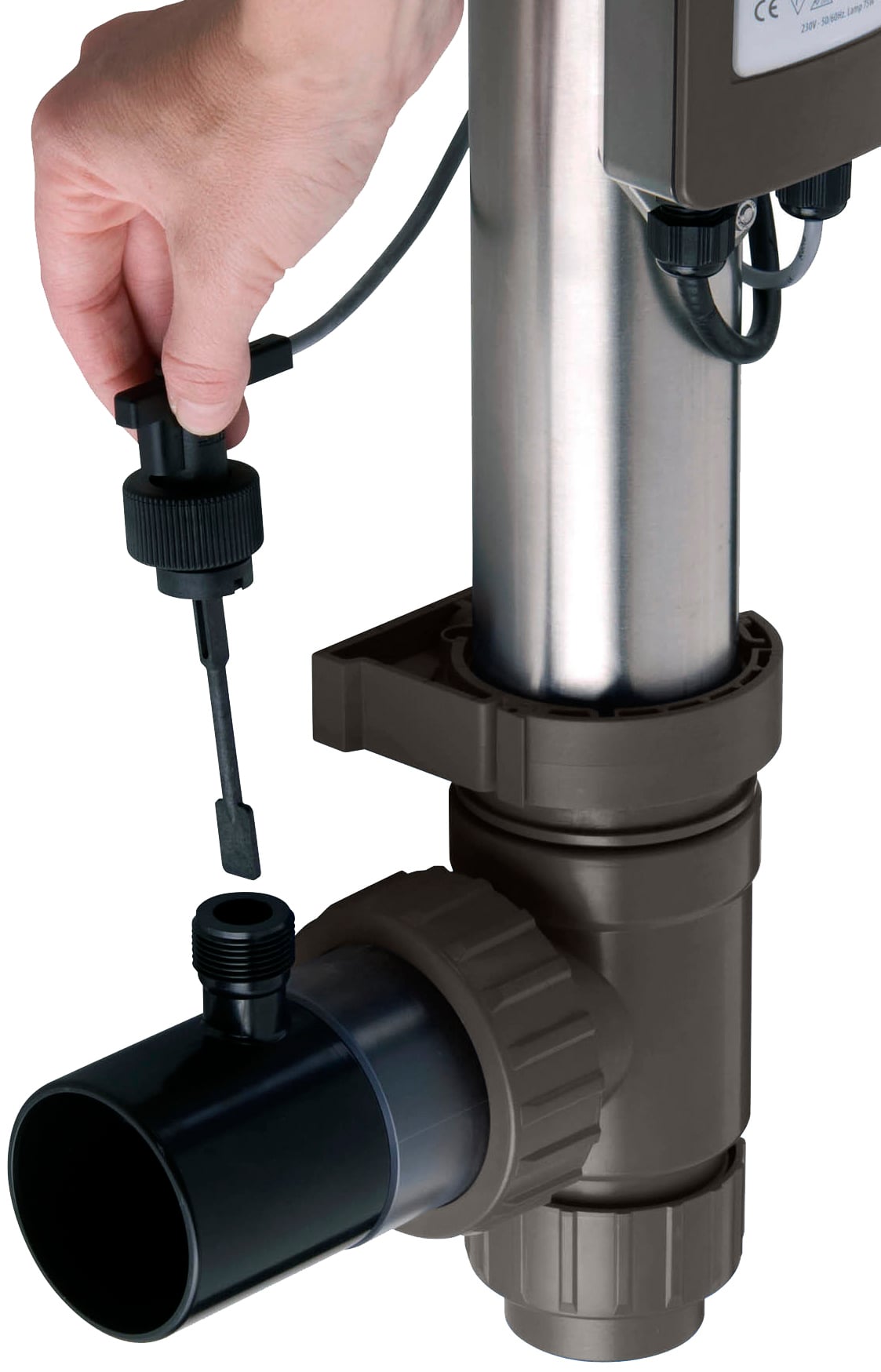 AquaForte Tech UV-C 75 watt detail van lampdemontage en ballastbevestiging