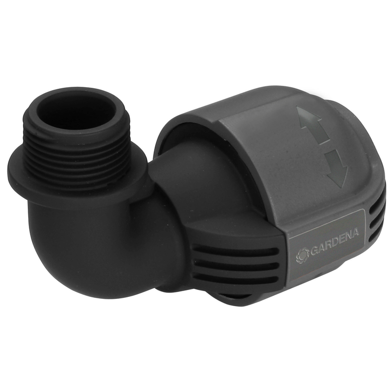Gardena irrigation connector with threaded end, designed for efficient water flow., PVC Hulpstuk bij Vijvercentrum
