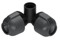 Studio image of Gardena irrigation pipe connectors, including a T-joint and two end caps., miniatuur 1