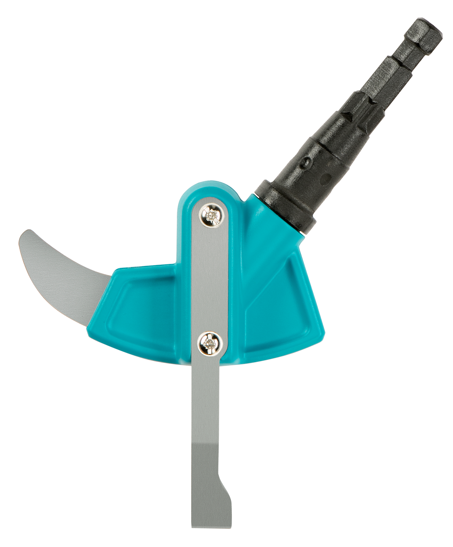 Front view of a Gardena garden tool accessory with blade and handle.
