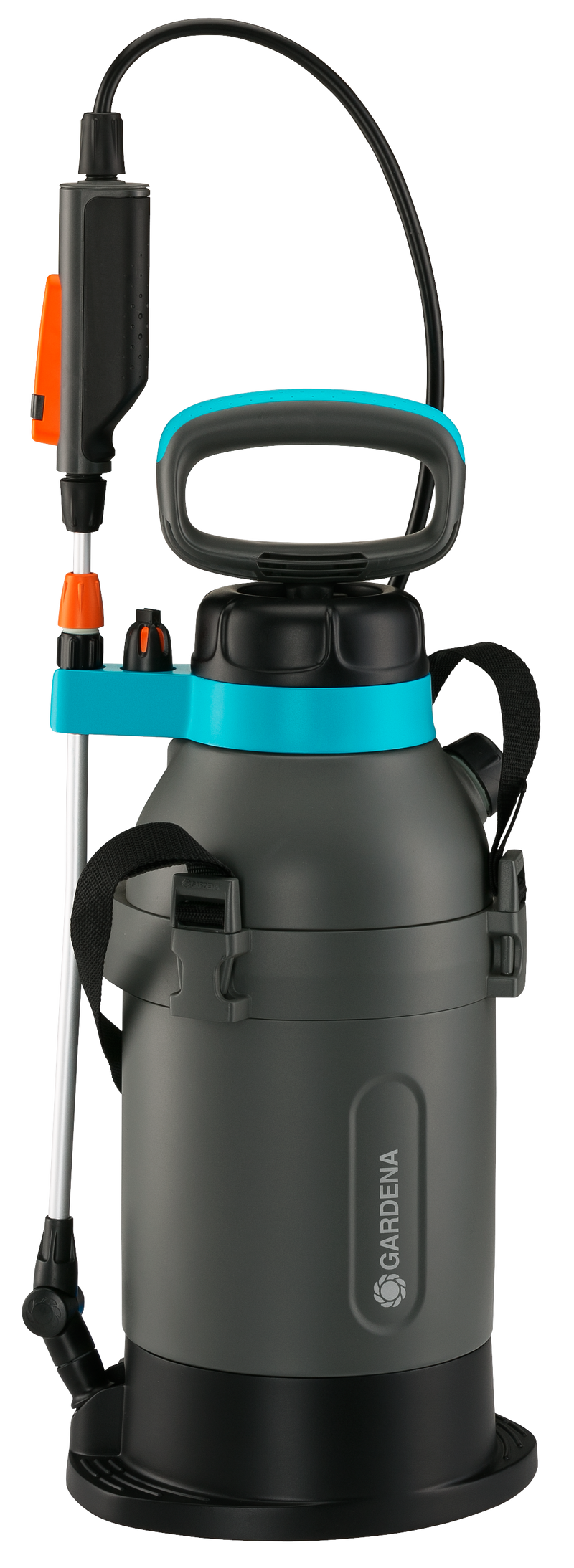 Front view of a Gardena garden sprayer with adjustable nozzle and ergonomic handle., Filtermedium bij Vijvercentrum