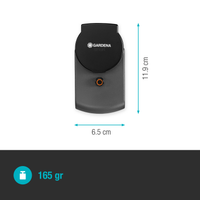 Front view of a Gardena sensor with dimensions displayed., miniatuur 3