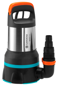 Front view of a Gardena submersible pump with a stainless steel body and ergonomic handle., miniatuur 1