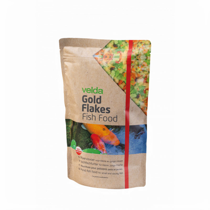 Velda Gold Flakes Fish Food 1000 ml - productfoto, Koivoer Basis bij Vijvercentrum