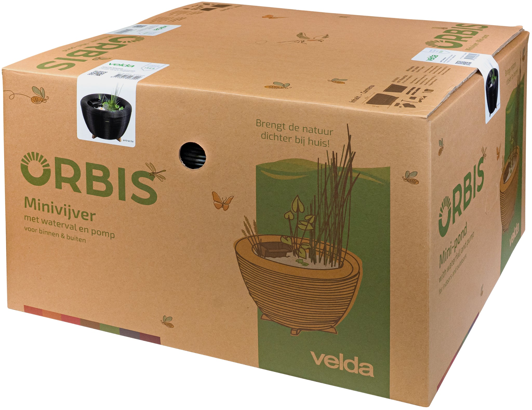 Velda Velda Orbis Mini-Pond Antraciet - Terrasvijver 65 liter met waterval en pomp