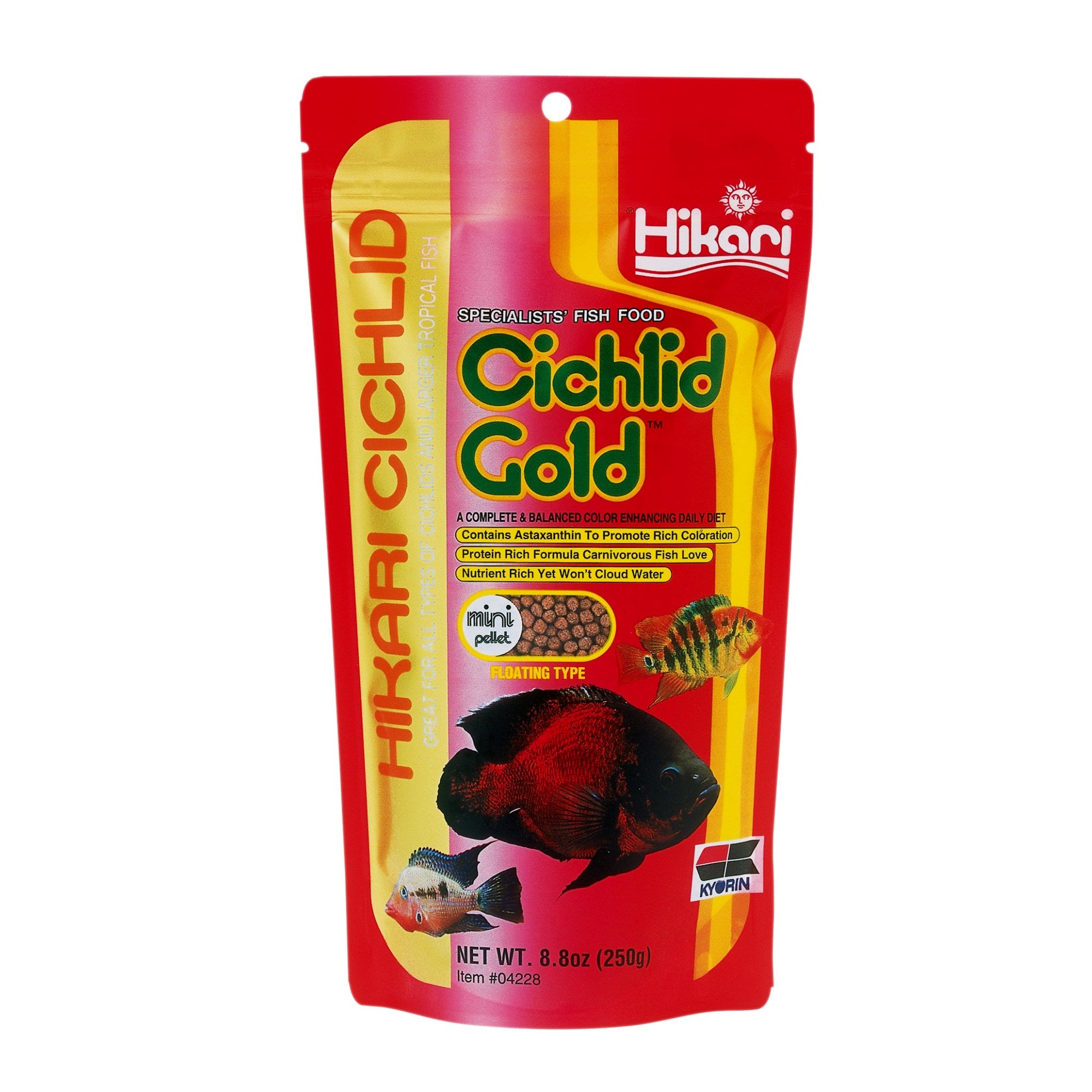Hikari Cichlid Gold Mini 250 gram - kleurvoer voor kleine en jonge cichliden