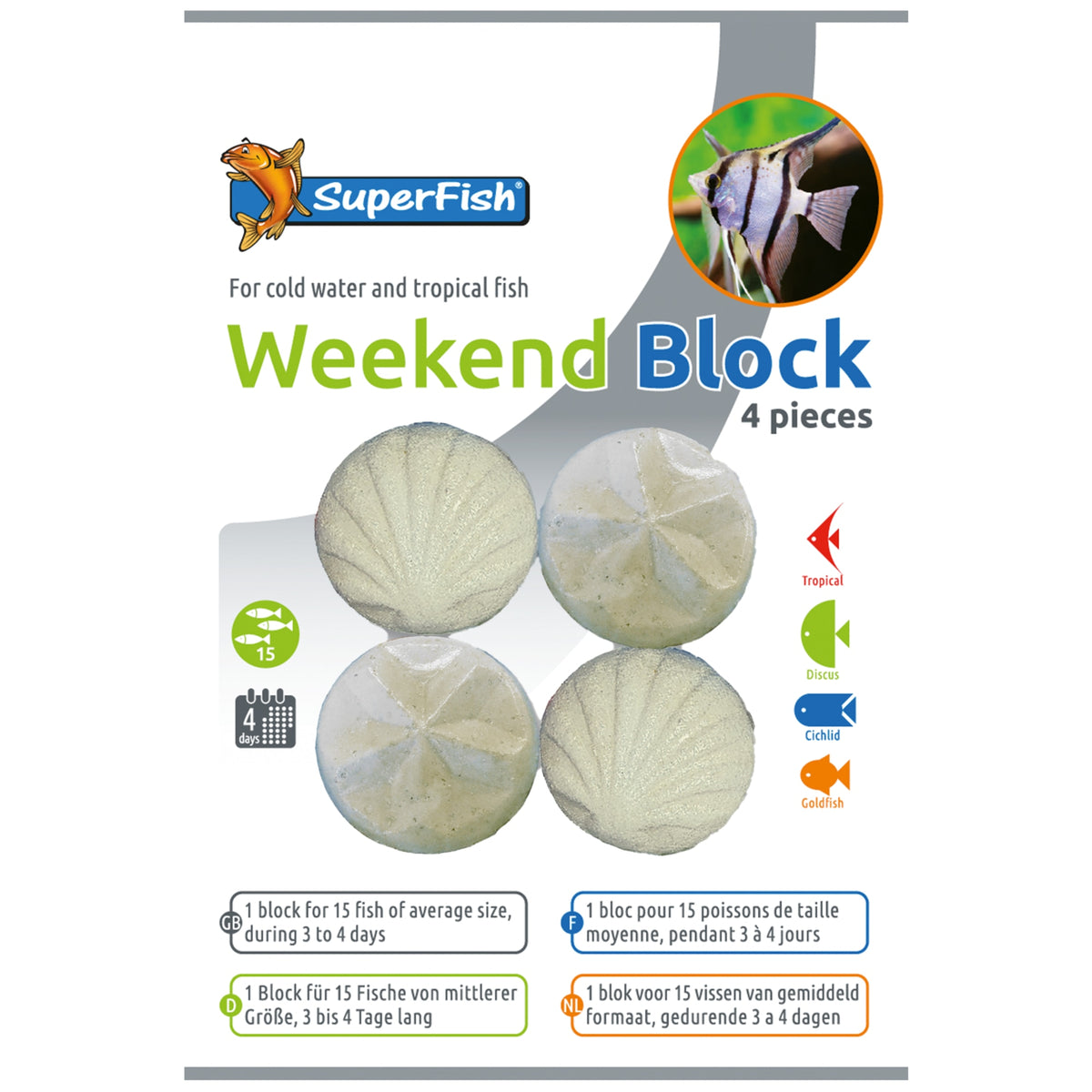 Superfish Weekend Food 4 stuks - voerblokken voor vijvervissen tijdens afwezigheid