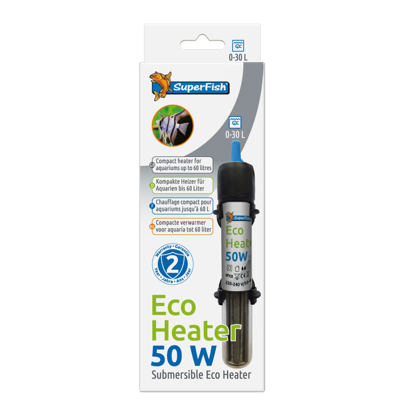 Superfish Eco Heater 50w 0-30l (17CM), detailaanzicht Aquarium Verwarmer