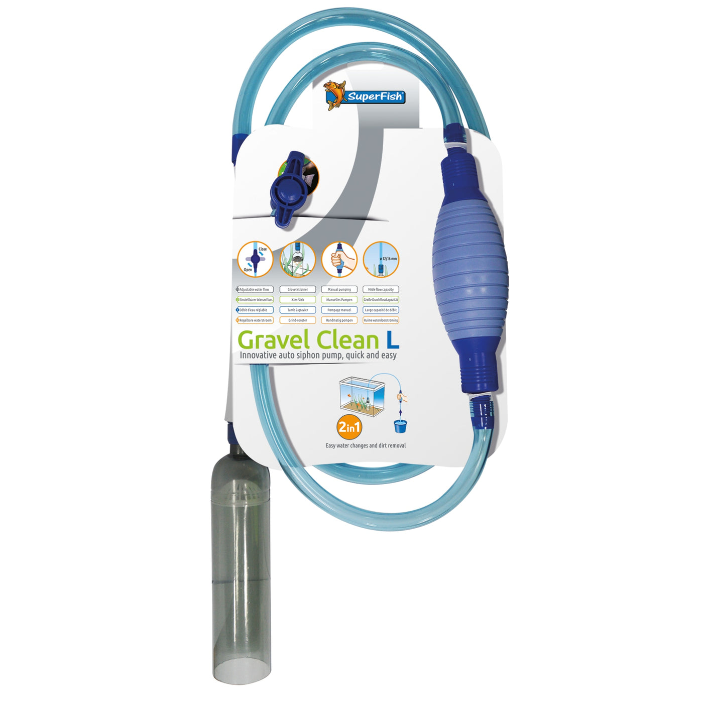 Superfish Gravel Clean L - bodemreiniger en waterverversser met auto-start voor aquaria tot 52 cm
