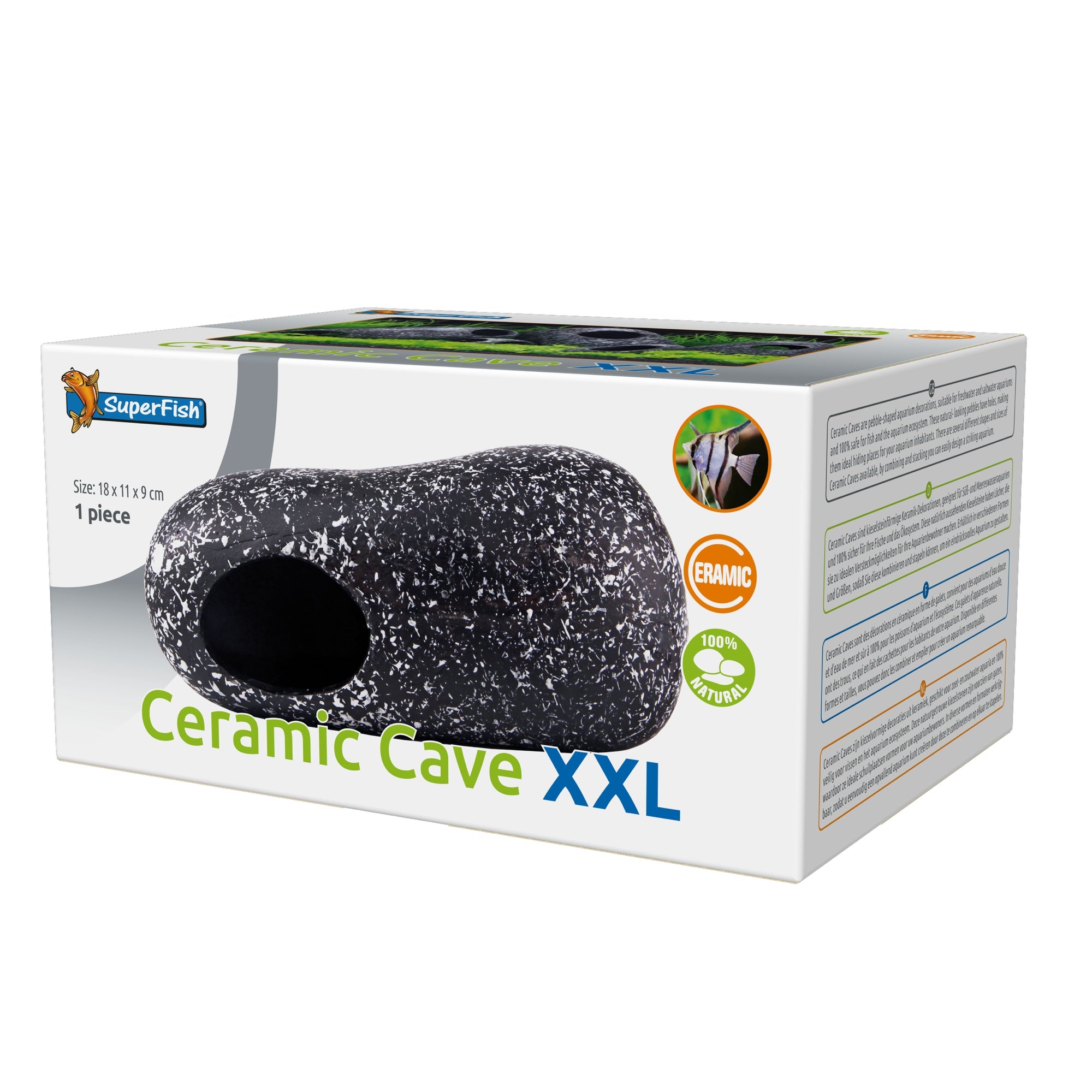 Superfish Ceramic Cave XXL - keramische schuilplaats 18x11x9 cm voor aquariumvissen - 8715897305689 SF CERAMIC CAVE XXL 3D