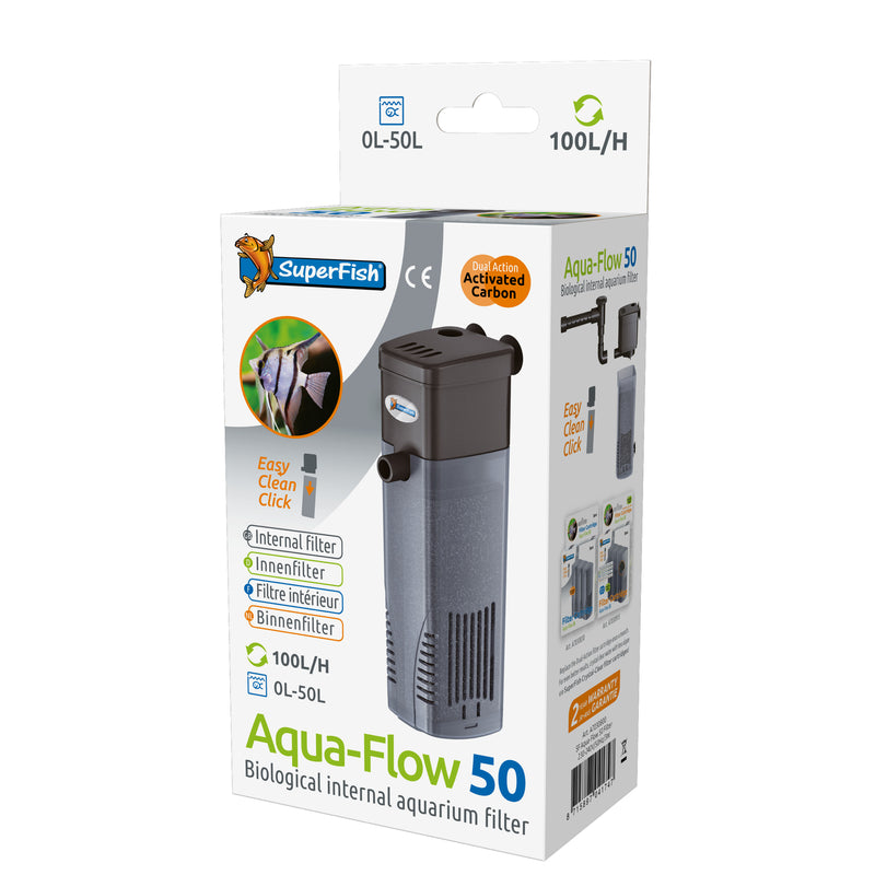 Superfish Aquaflow 50 Filter - binnenfilter 100 l/u voor kleine aquariums - 8715897041747 SF AQUAFLOW 50 FILTER 100 L H 3D, afbeelding 3 Aquarium Filters & Pompen