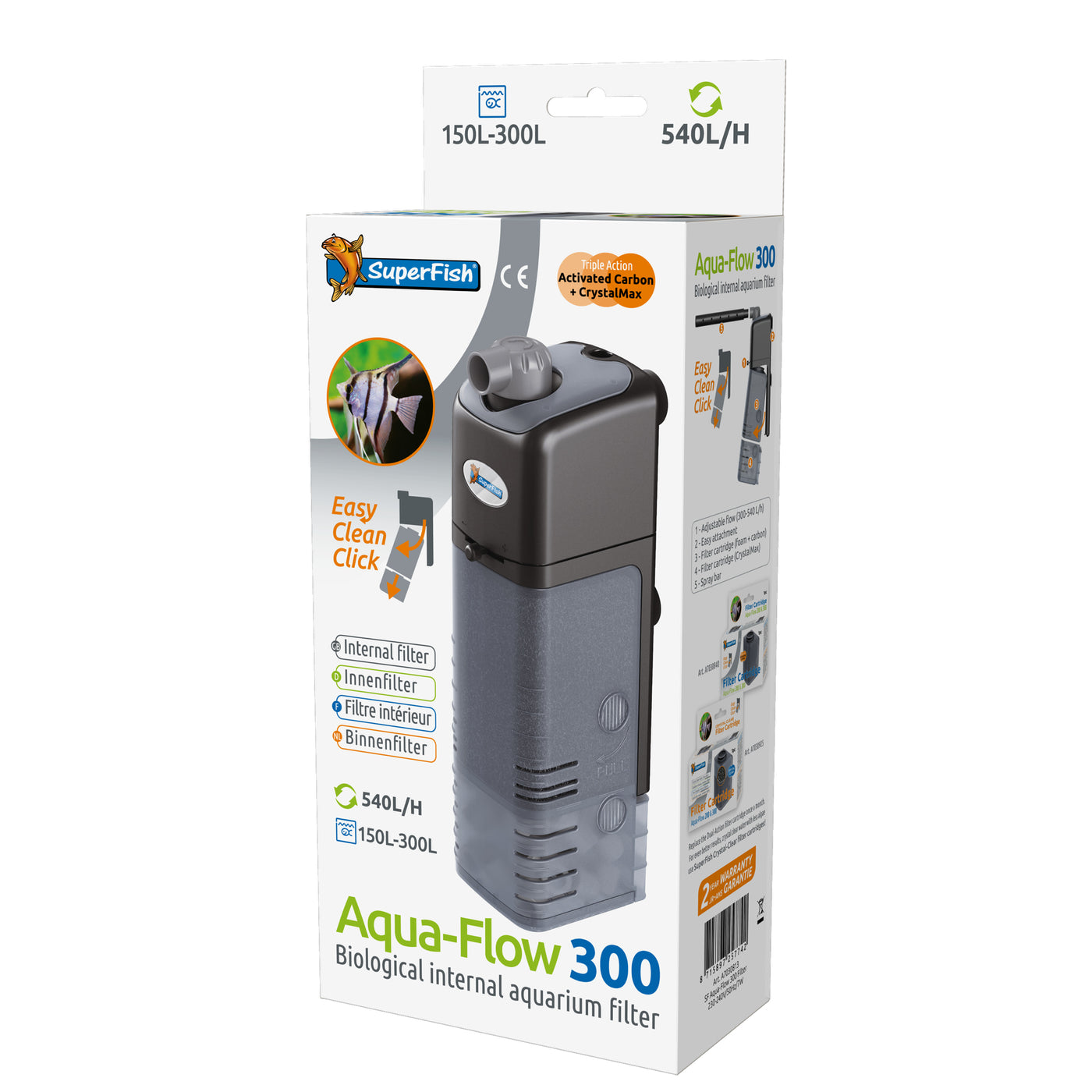 Superfish Aquaflow 300 Filter - binnenfilter 540 liter per uur - 8715897257742 SUPERFISH AQUAFLOW 300 FILTER 540 L H 3D