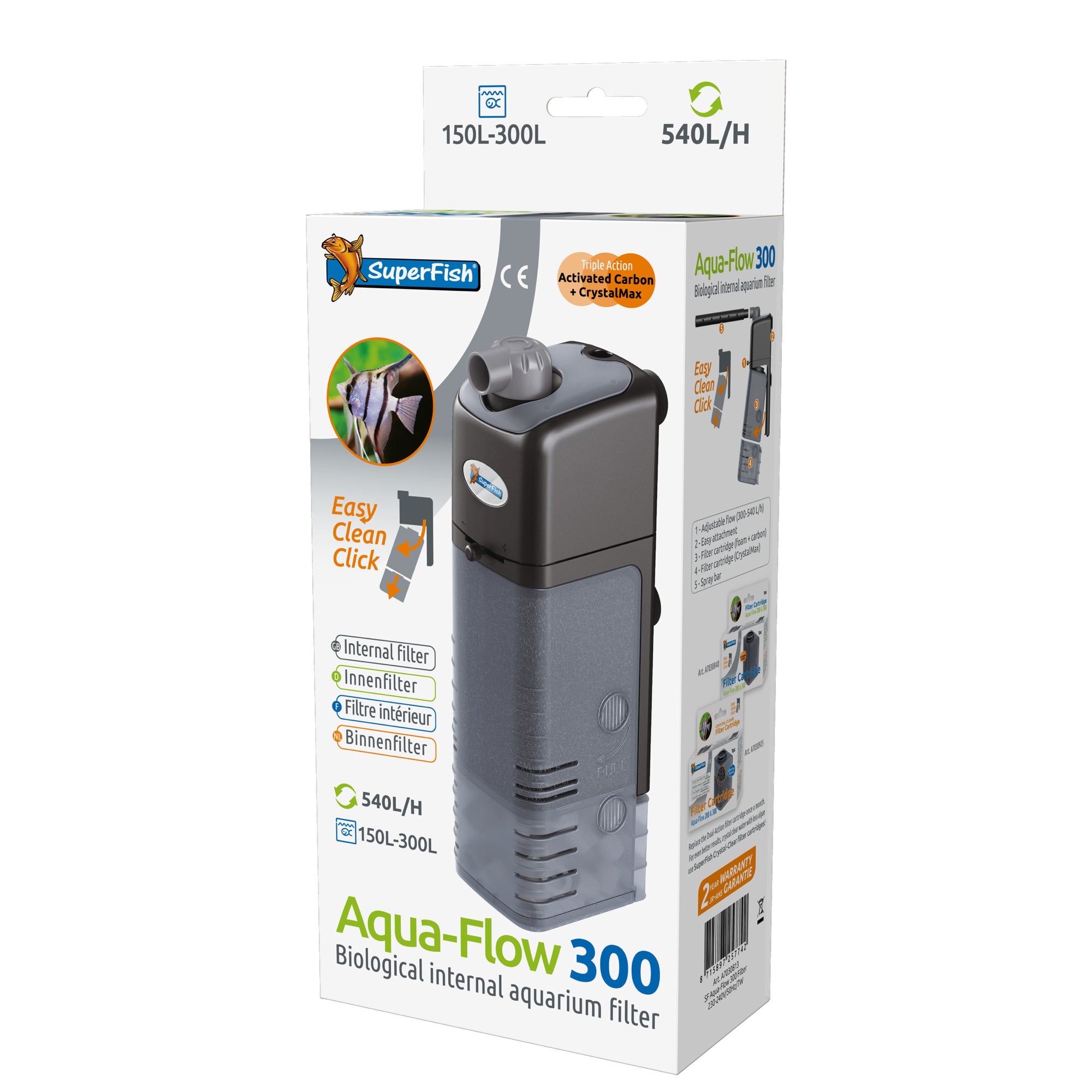 Superfish Aquaflow 300 Filter - binnenfilter 540 liter per uur - 8715897257742 SUPERFISH AQUAFLOW 300 FILTER 540 L H 3D